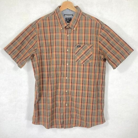 RVCA Men's Shirt Button Down Cotton Lightweight School Surf Skate Classic Dad L - Picture 1 of 5